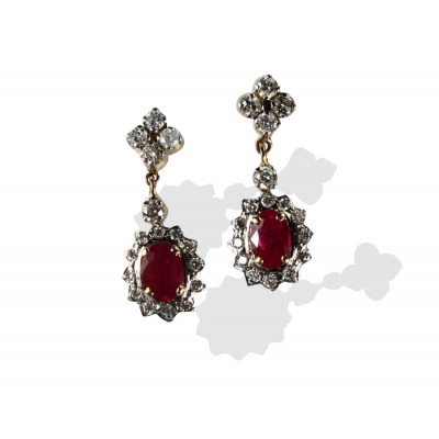Ruby & Diamond Earring in 14k
